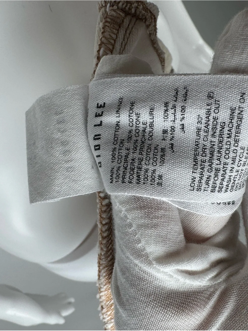 DION LEE | Beige & White Denim Mini Skirt | Size 4